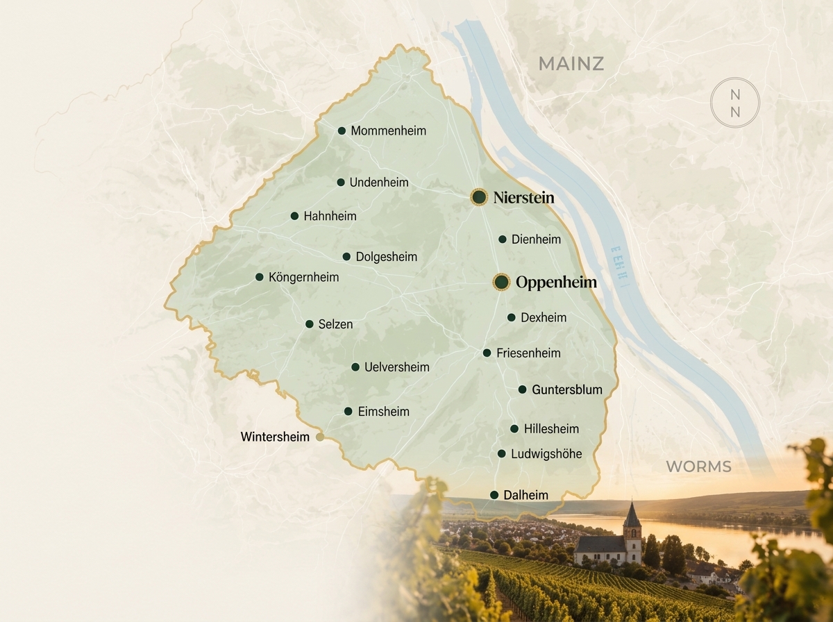 Redaktionelle Karte des Einsatzgebietes Wiesbaden mit allen 26 Stadtteilen und Vororten